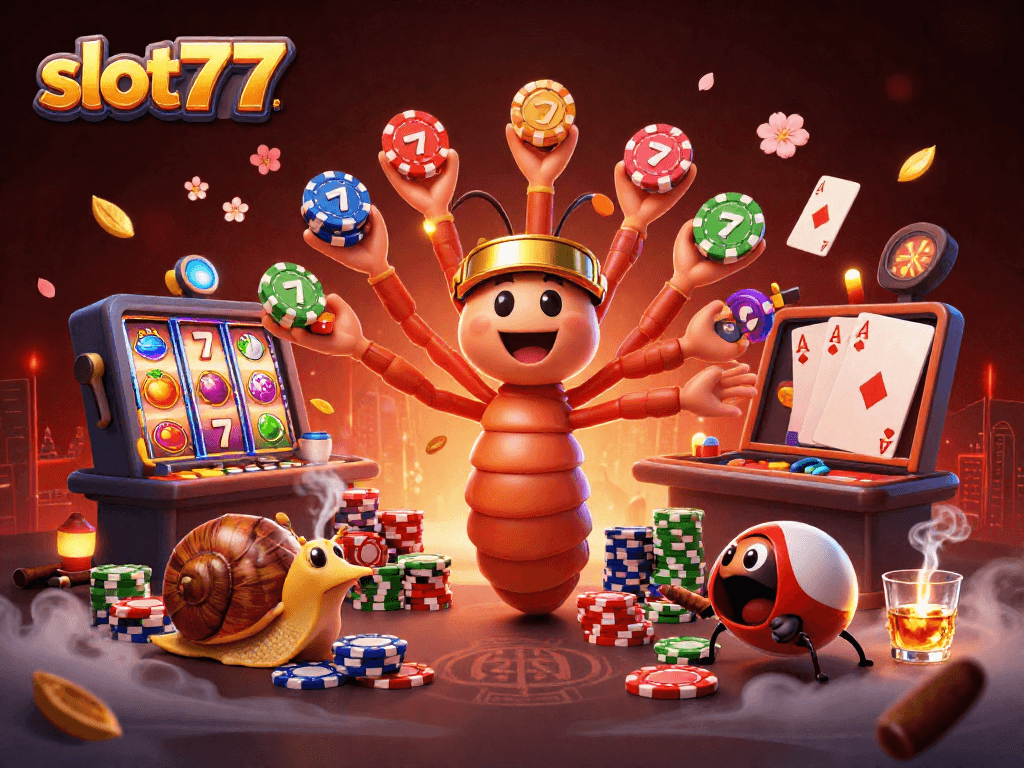 Spin the slot777 reels with excitement in this vibrant casino illustration.