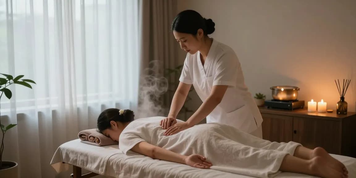 건대출장안마의 편안한 마사지 모습과 아늑한 실내 배경