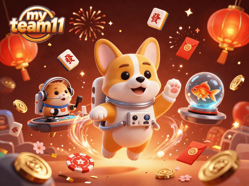 Engage with my team11's vibrant space-themed casino through fun characters and exciting visuals.
