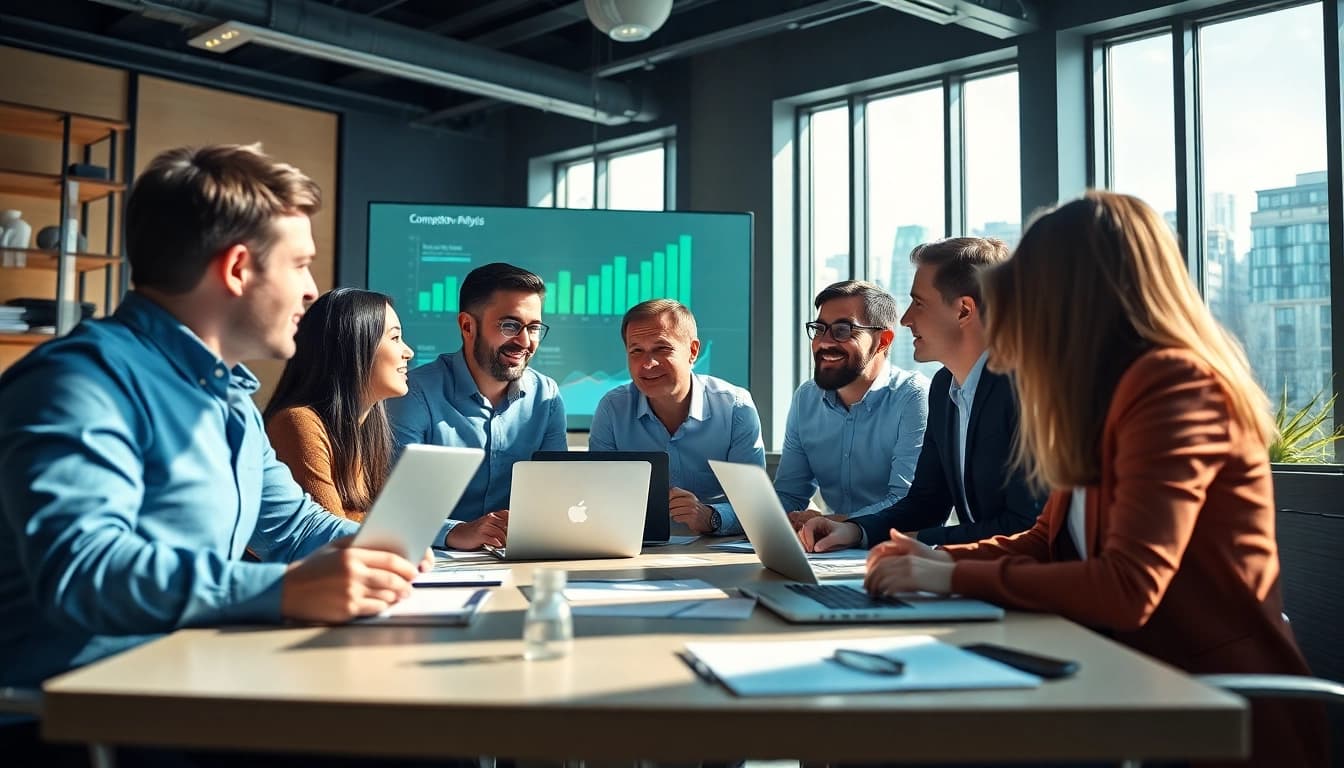Explore competitive intelligence faqs with business professionals working collaboratively in a bright office.