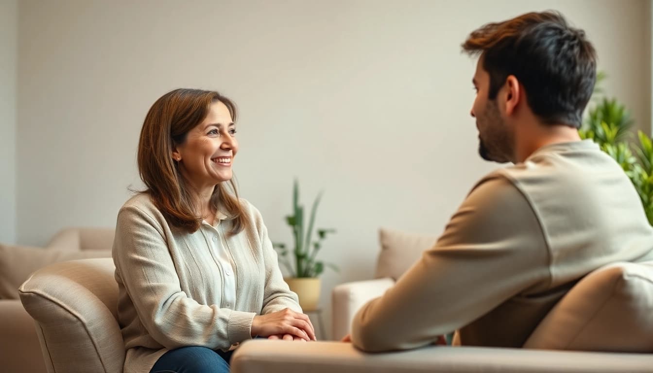 Understand anxiety symptoms through a therapy session with a compassionate therapist and patient.