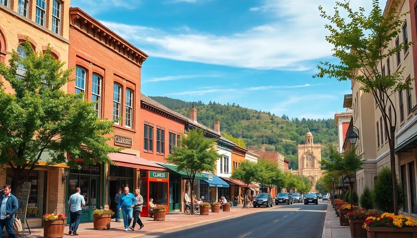 Experience Clarksburg's bustling downtown with historic architecture and vibrant life.