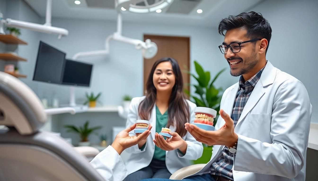 Dental implant dentist in Cheras explaining the procedure to a patient in a modern clinic