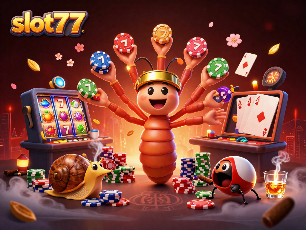 Spin the slot777 reels with excitement in this vibrant casino illustration.