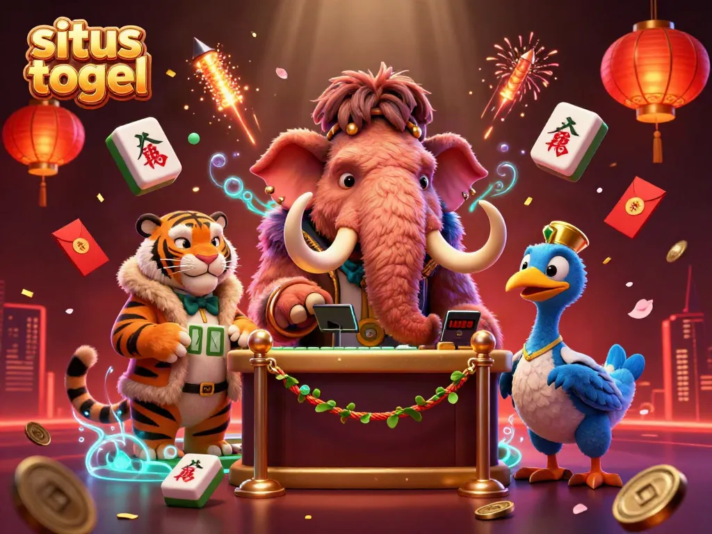 Experience situs togel excitement with a vibrant scene of cartoon characters in a casino setting.