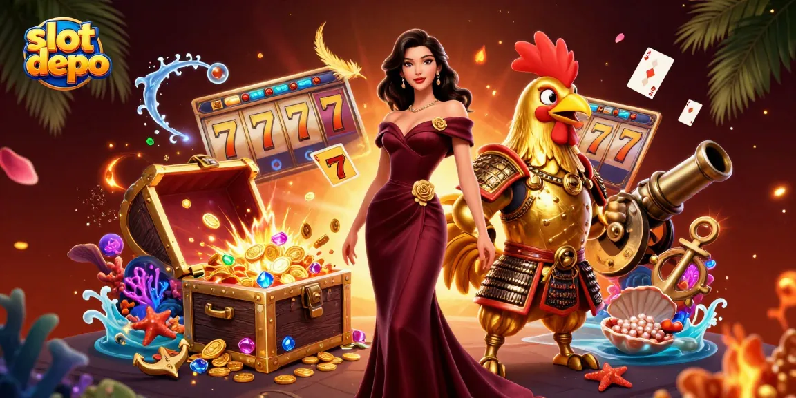 Experience winning thrills at slot depo with glamorous characters and vibrant casino elements.