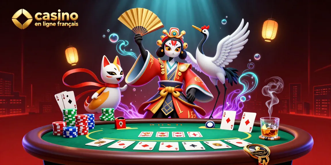 Jouez au casino en ligne français avec ce décor captivant de guerriers en action et des tables de poker.