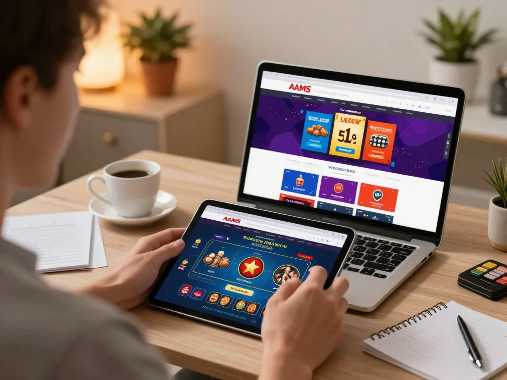 Playing on casino non aams legali site using a tablet in a cozy home environment