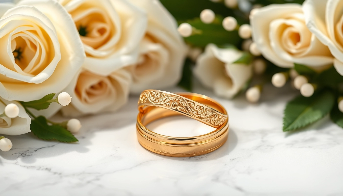 Beautiful wedding rings showcased elegantly alongside fresh flowers for romantic moments
