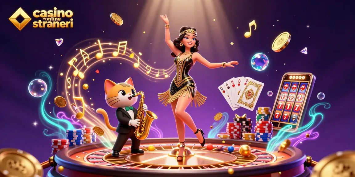Vivi un'azione emozionante nei casino online stranieri con un'illustrazione vibrante in 3D che presenta elementi di gioco dinamici.