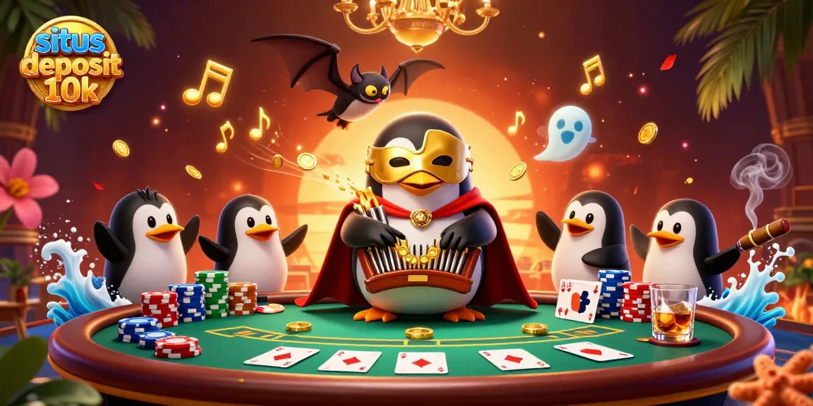 Experience thrilling gameplay at situs deposit 10k with a vibrant casino scene full of excitement and winnings.