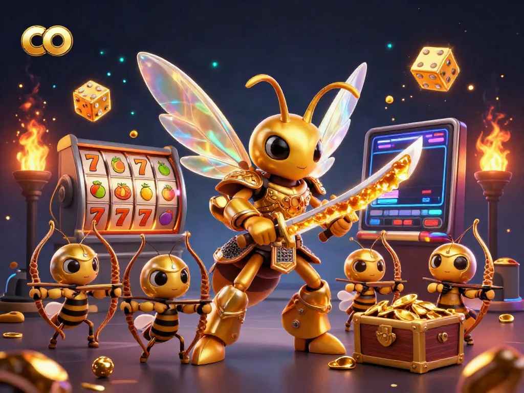 Soar with the golden hornet samurai as it wields katanas in a vibrant casino world of co-themed gaming.