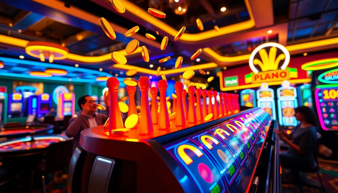 Rasakan pengalaman bermain plinko slot dengan pemain antusias dan suasana kasino yang hidup.