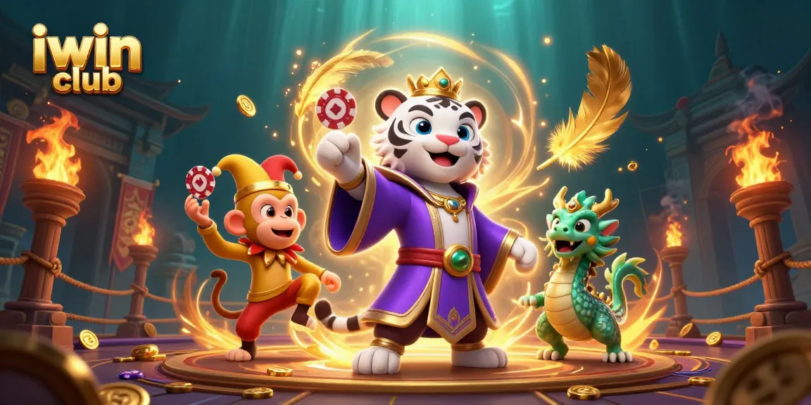 Experience the fun with iwin club as a majestic tiger and monkey engage in an exciting gambling adventure.
