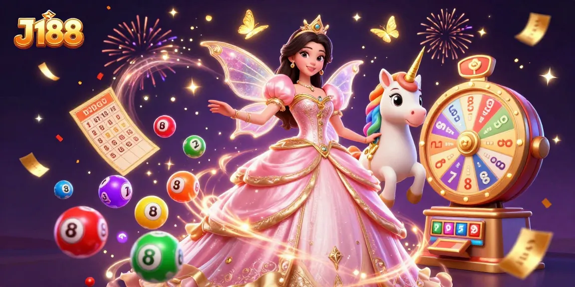 Experience thrilling games at J188 with vibrant characters, lively confetti, and engaging casino elements.