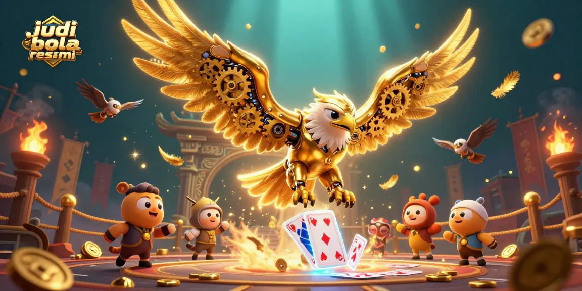 Experience thrilling judi bola resmi action with a cybernetic eagle in a vibrant, dynamic betting scene.