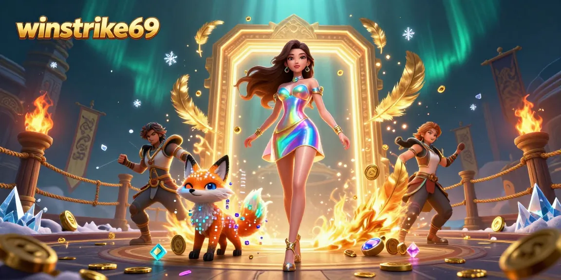 Experience thrilling adventures with winstrike69 in this vibrant casino-themed illustration featuring a colorful fox.