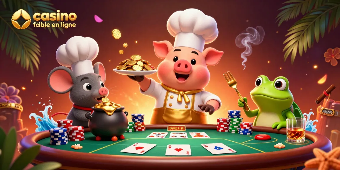 Jouez avec le chef cochon servant des pièces d'or au casino fiable en ligne.