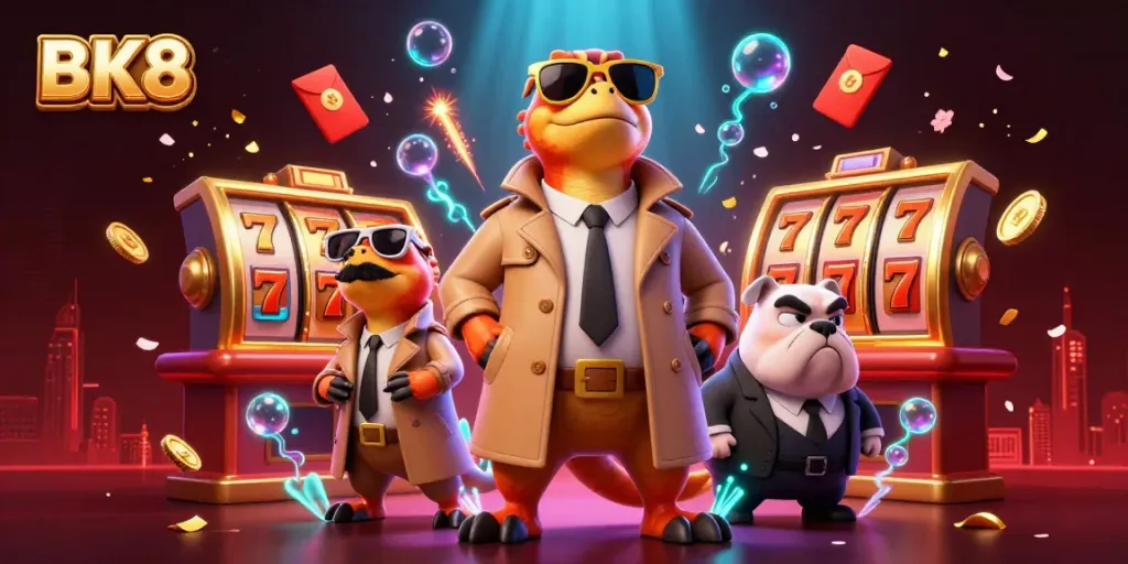 Experience the excitement of BK8 with raptors attempting entry to a VIP casino lounge, exemplifying fun and thrill.
