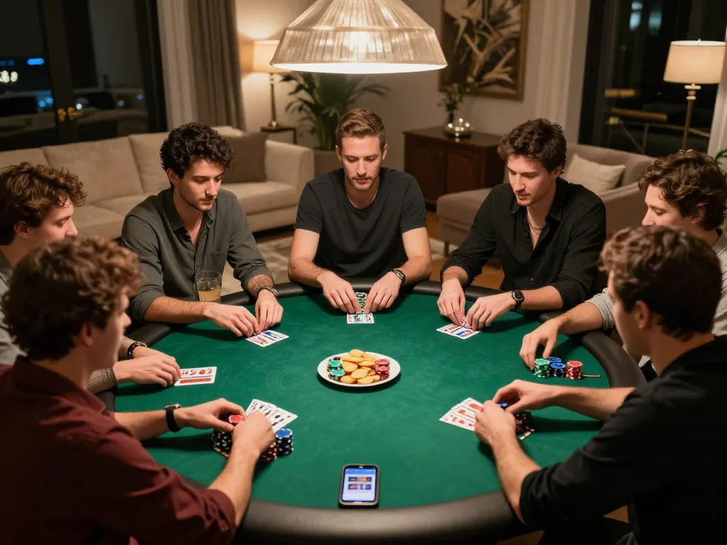 Engaging poker game among friends, showcasing casino europei online strategies and social dynamics