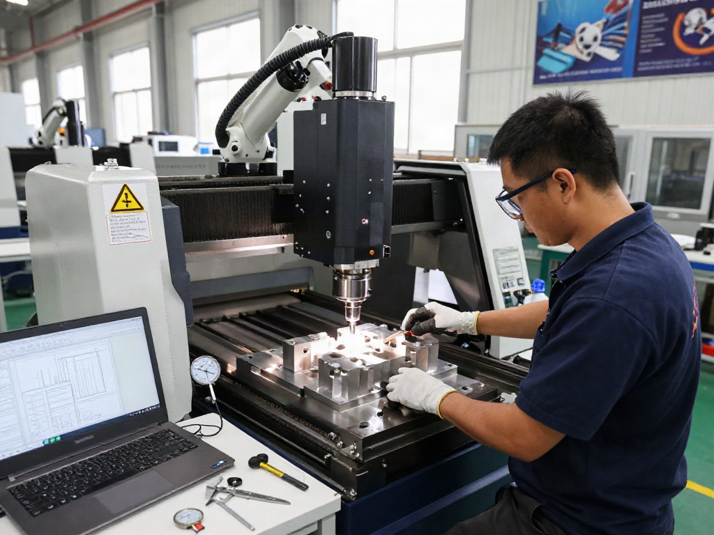 Leading aerospace CNC parts manufacturers at work in a high-tech workshop with advanced machinery.
