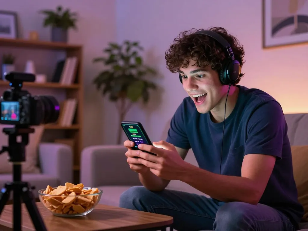 Online player enjoying mobile sports betting with 388bet app in cozy living room setting.