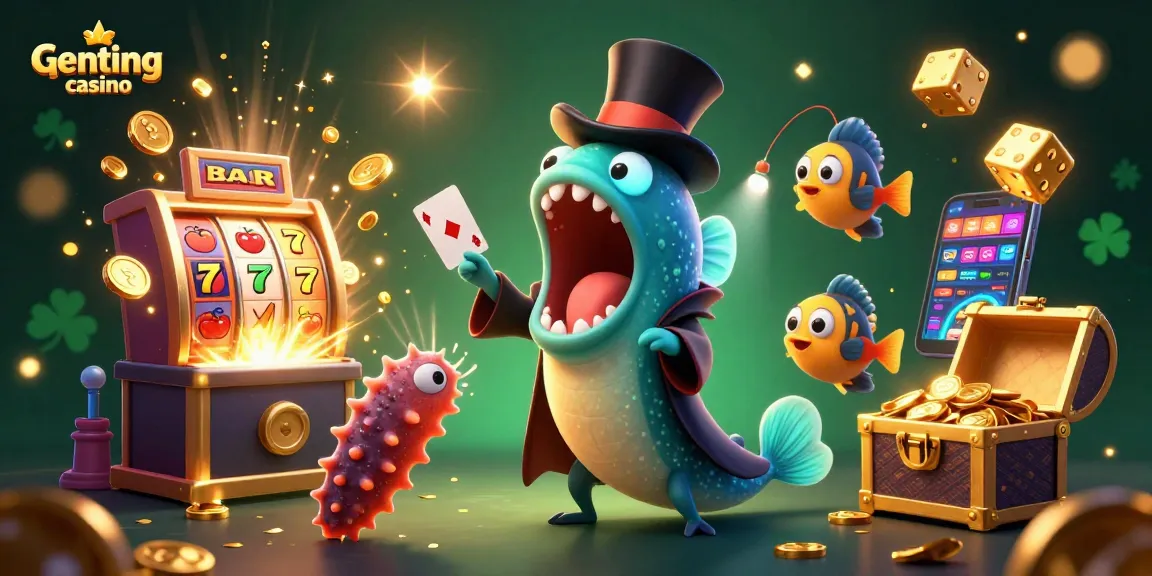 Engage with Genting casino through a vibrant 3D cartoon illustration showcasing unique gambling elements.
