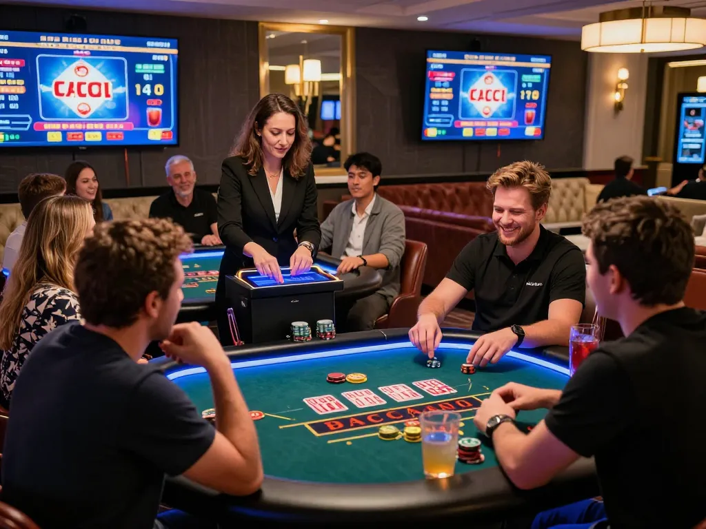Exciting baccarat gaming scene showcasing vibrant atmosphere and players engaging at modern tables.