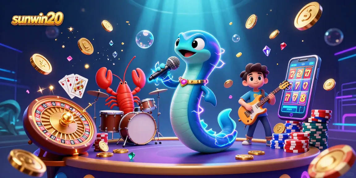 Experience thrilling wins with sunwin20 in this vibrant underwater casino scene featuring dynamic characters.