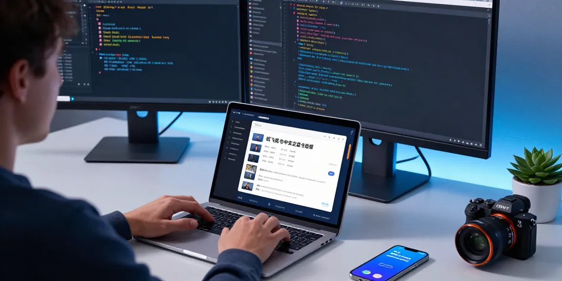 Engaged user interacting with the 纸飞机中文版 app in a modern tech workspace.