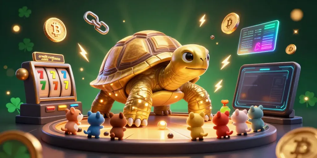 Play at credit card casinos featuring exciting slot games and bonuses, surrounded by engaging digital elements.