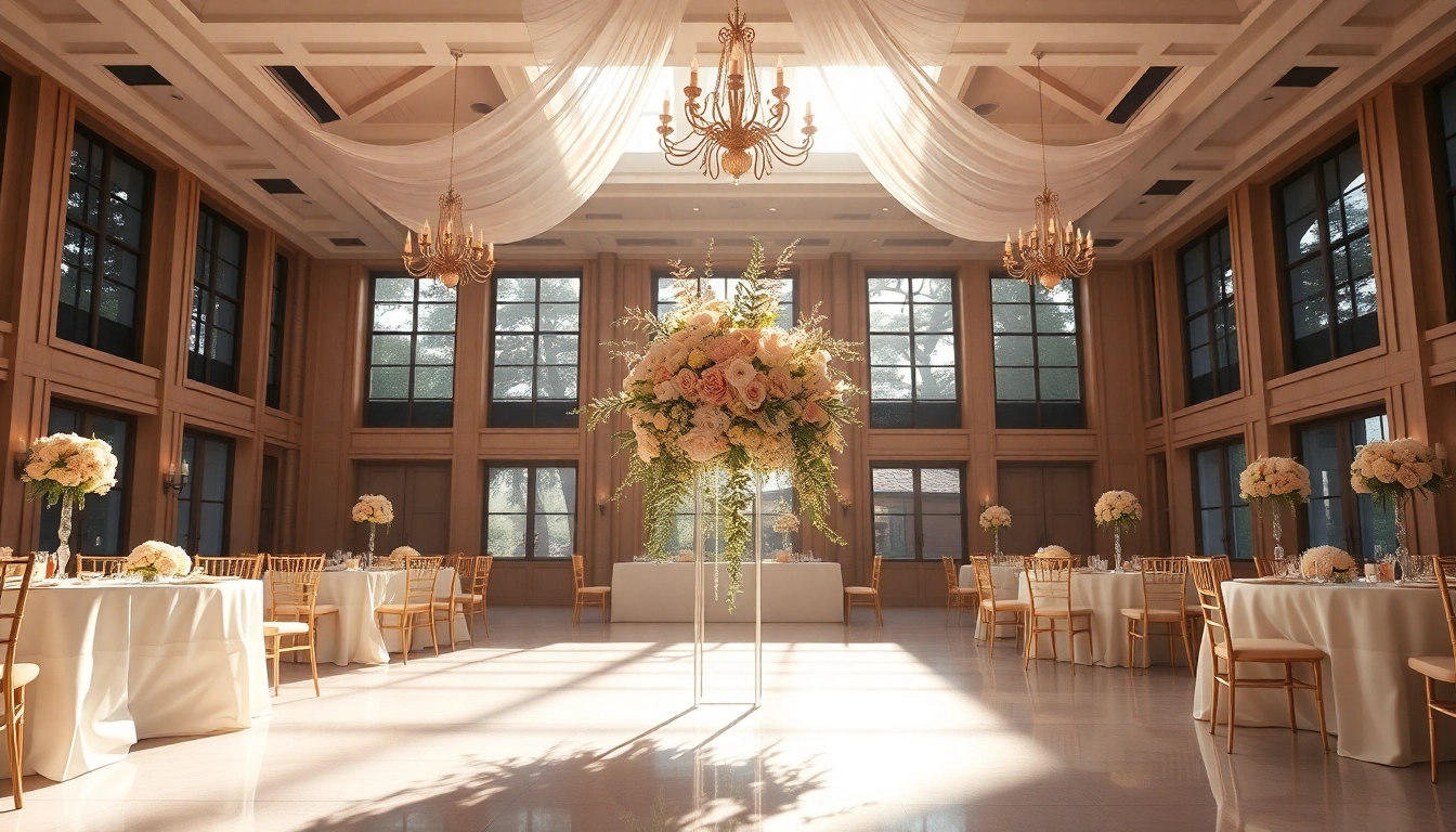 Stylish Wedding Event Space Jacksonville showcasing elegant decor and floral arrangements.