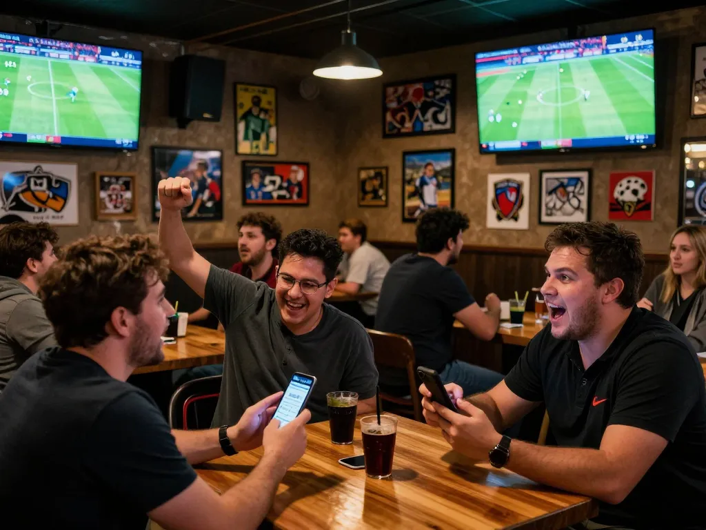 Cakhiatv platform enhances excitement of sports betting at a lively bar with friends