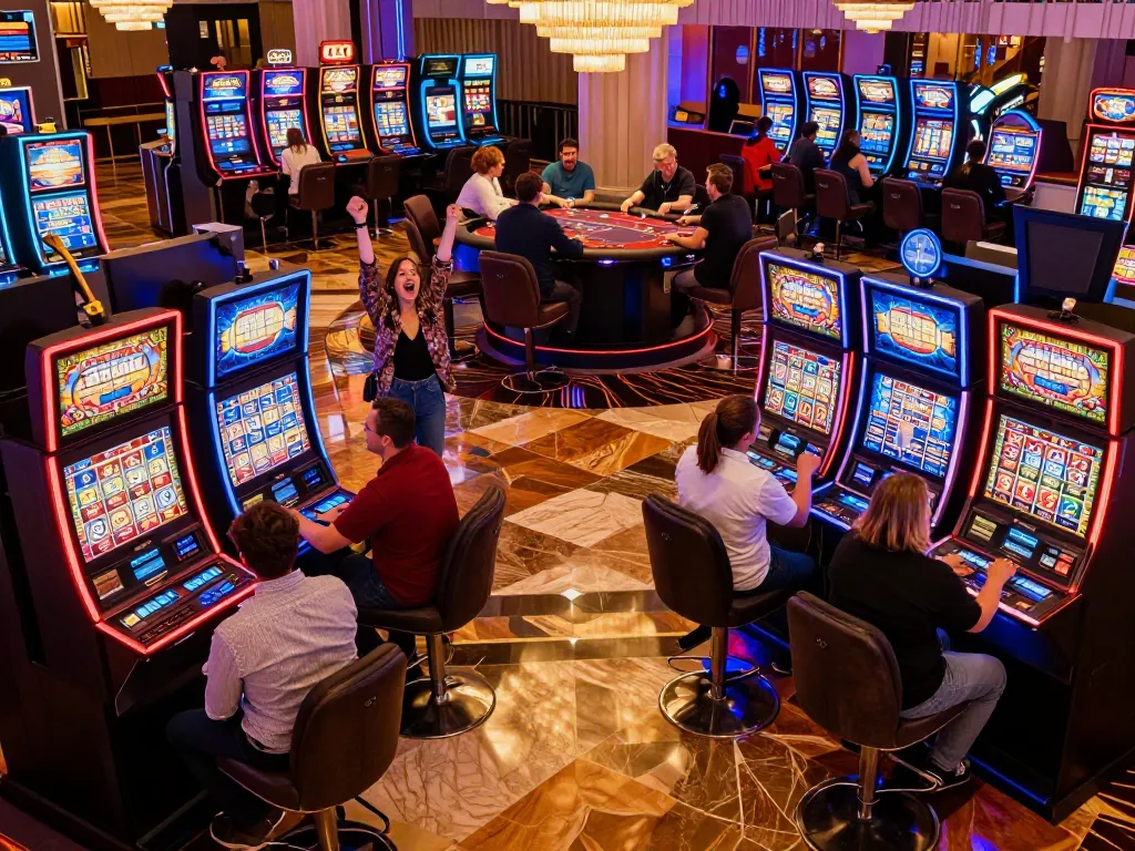 Celebrate wins with top quality widgets at lively slot machines in a vibrant casino atmosphere