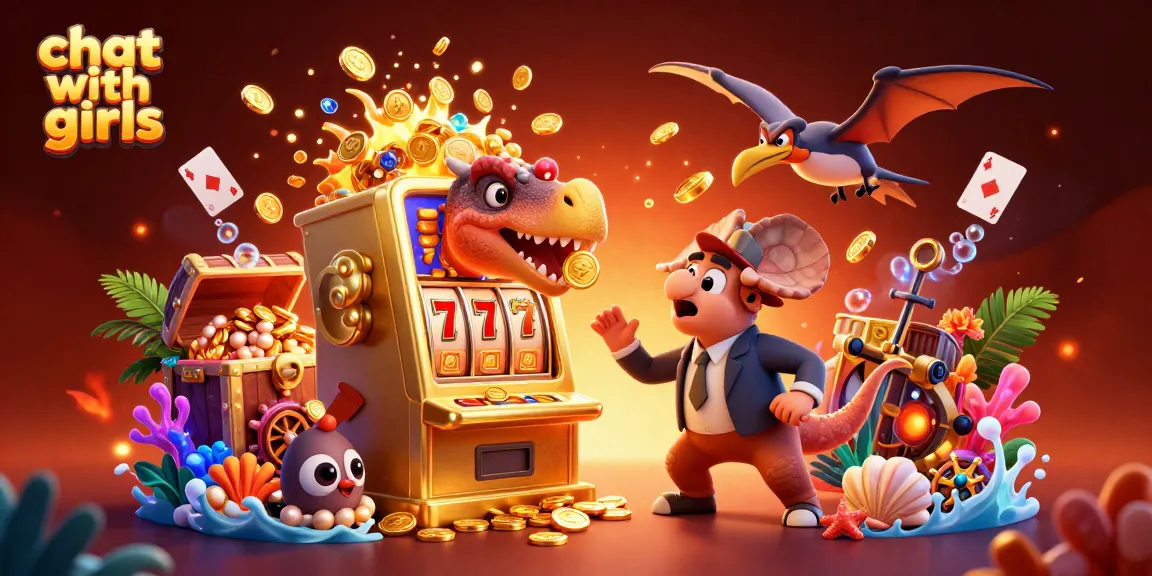 Chat with girls while enjoying a dynamic casino scene featuring jackpot coins flying around in excitement.