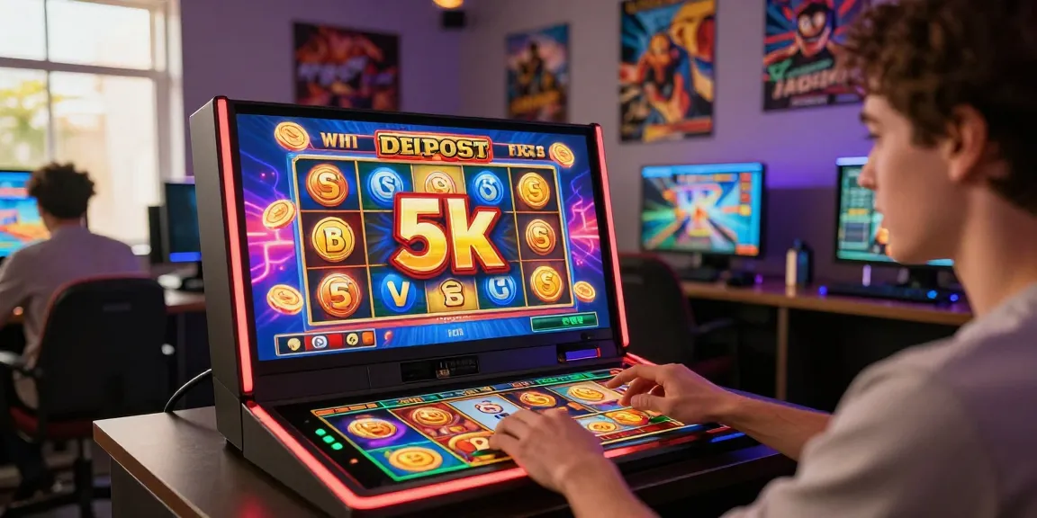 Player experiencing the excitement of slot depo 5k gaming with colorful graphics and immersive atmosphere.