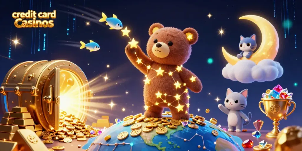 Experience exciting gameplay at credit card casinos with dynamic game elements and celestial companions.
