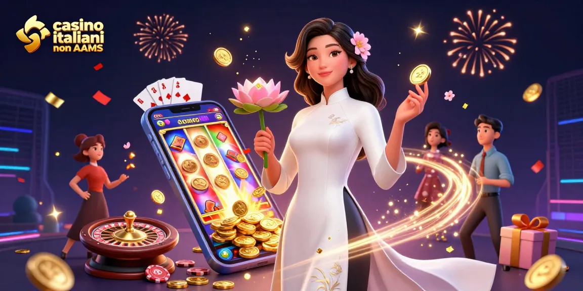 Illustrazione coinvolgente di una scena di casino italiani non AAMS che mostra elementi di gioco vivaci e personaggi.