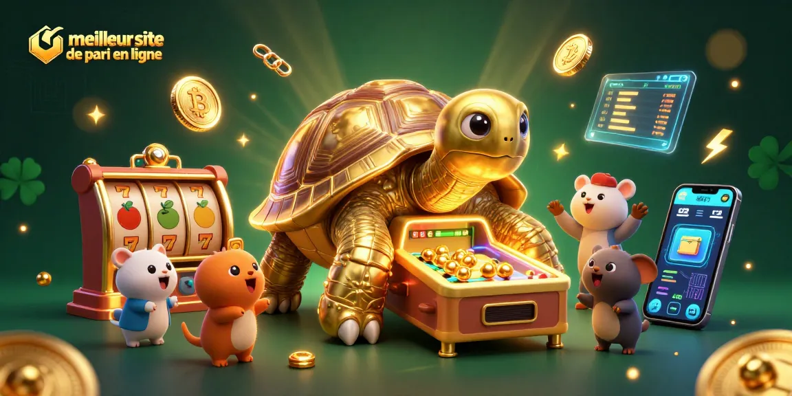 Découvrez le meilleur site de pari en ligne avec une tortue dorée, des jeux de machines à sous et des pièces crypto scintillantes.