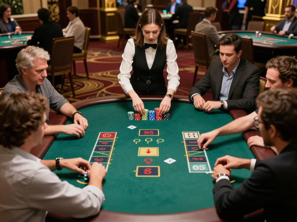 Engaging blackjack game at Spin Panda kasino with players making strategic decisions and chips in play