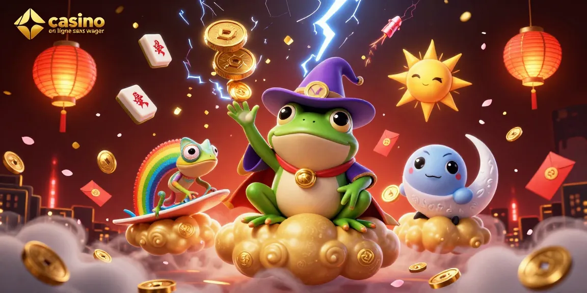 Jouer dans un casino en ligne sans wager avec des personnages animés, une pluie de pièces d'or et des éléments de jeu.