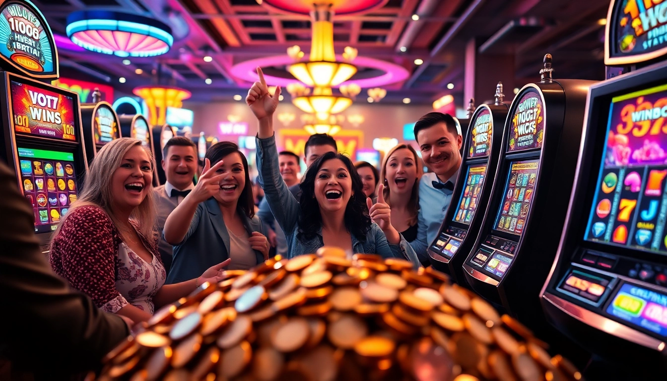 Menangkan slot deposit 1k dengan kegembiraan para pemain di kasino yang meriah.