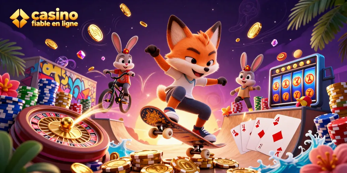 Profitez d'une session de jeu captivante sur un casino fiable en ligne avec des personnages de casino animés.