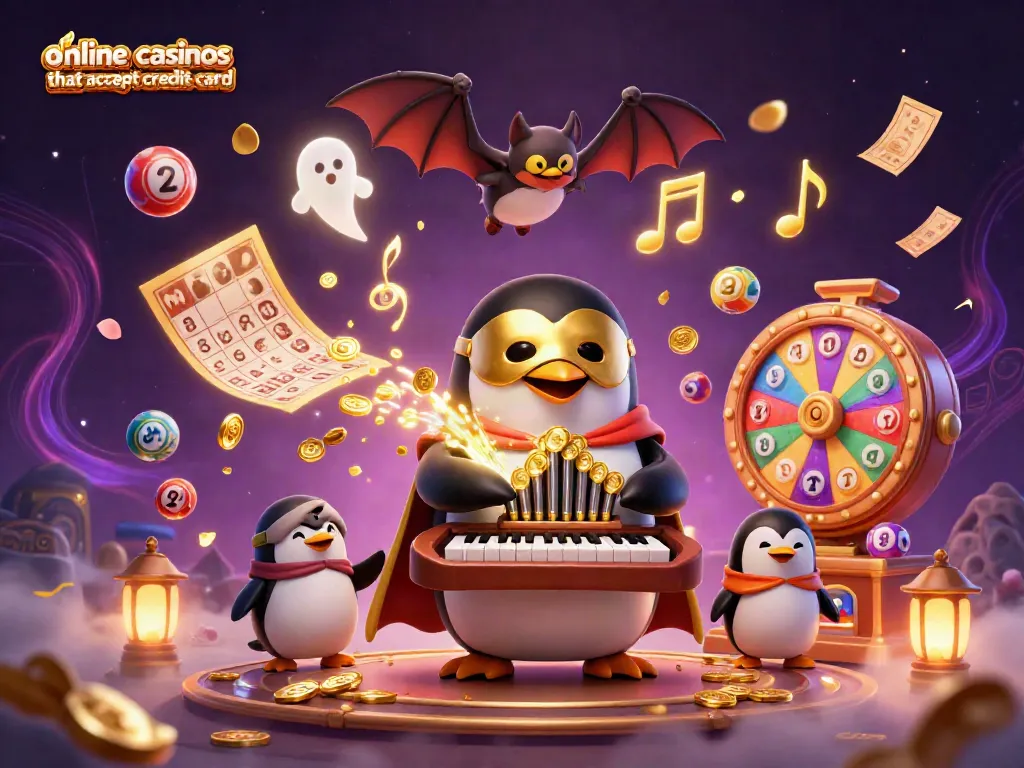 Engaging 3D cartoon scene depicting online casinos that accept credit card with vibrant characters and dynamic game elements.