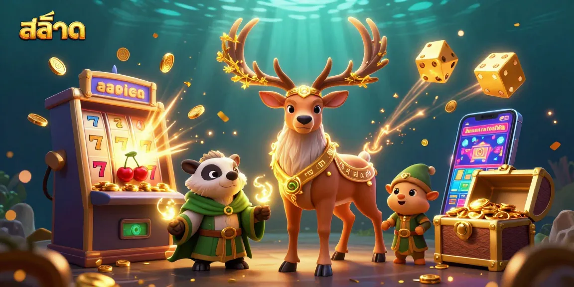 Engage in สล็อต gaming with exciting visual elements, featuring a jackpot slot machine and dynamic characters.