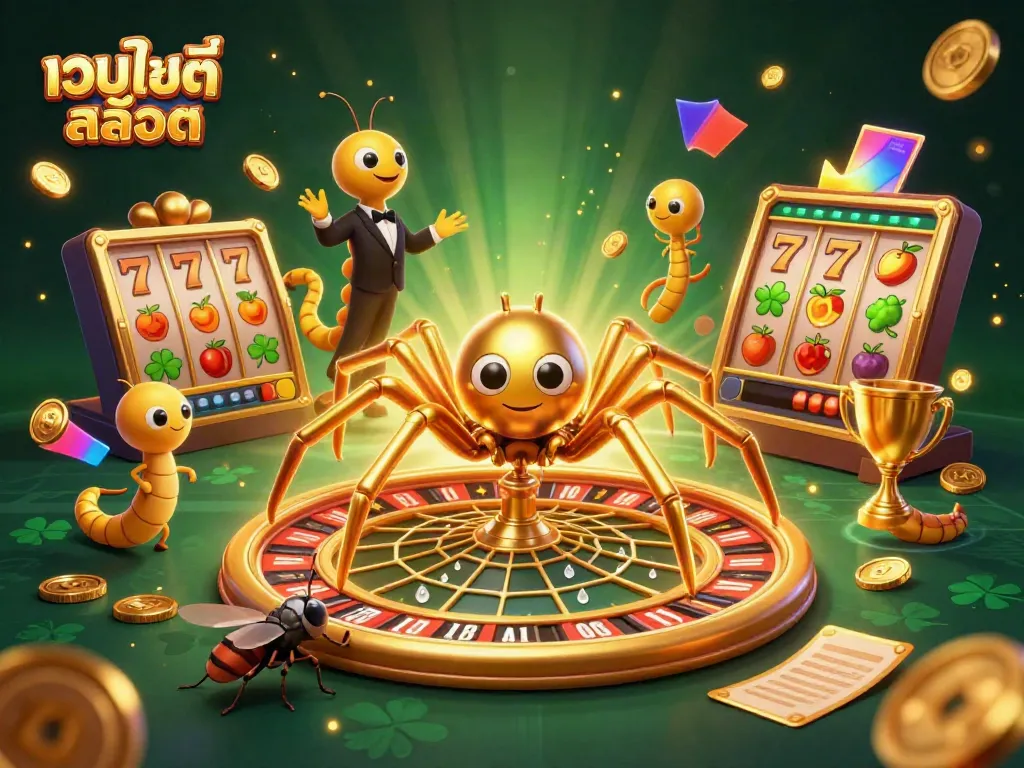 เล่นเกม เว็บไซต์สล็อต กับแมงมุมทองคำในภาพ 3D สุดอลังการ