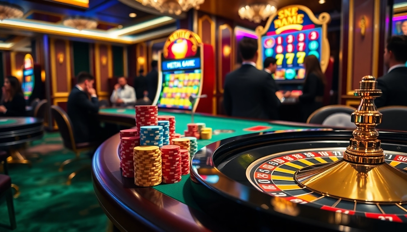 Engaging players at a poker table with vibrant chips and a stunning hentai game slot machine.