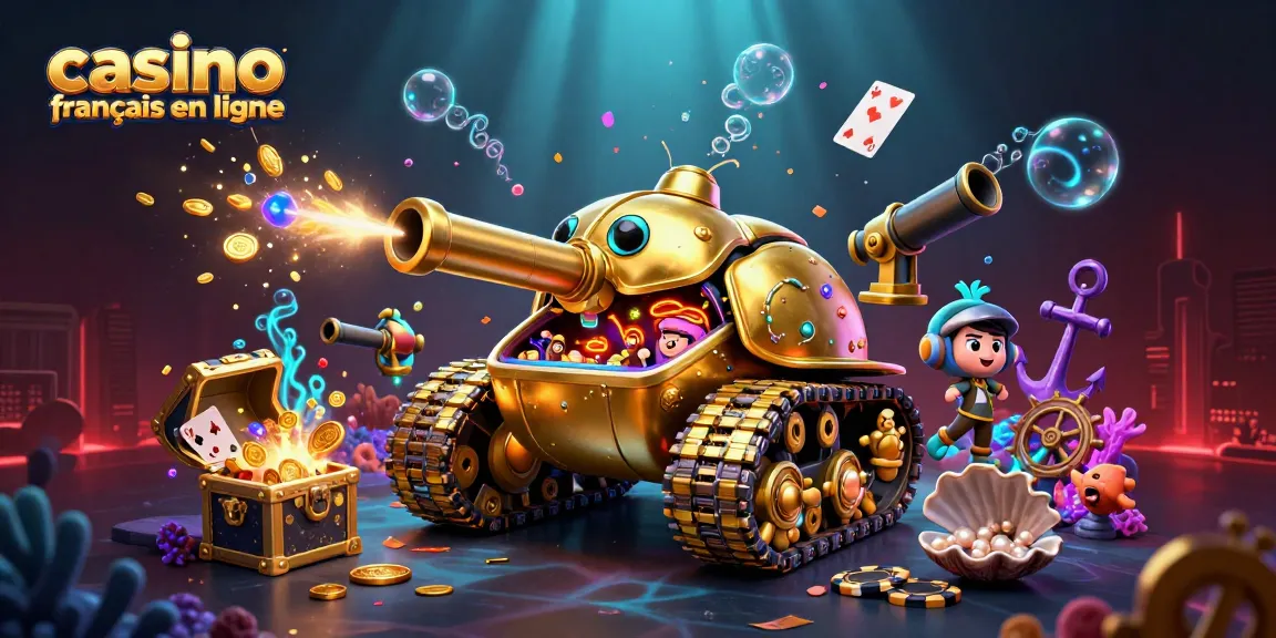 Découvrez le casino français en ligne avec une illustration 3D de jeu, casino miniature dans un tank.