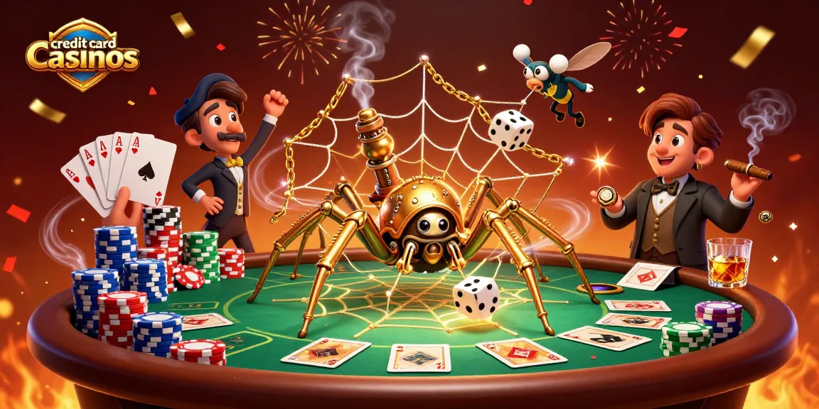 Engage in thrilling adventures at credit card casinos with animated steampunk characters and poker action.
