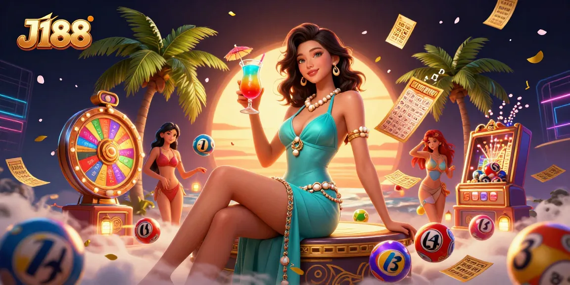 Experience the excitement of J188 with vibrant casino elements and dynamic games celebrating online betting.